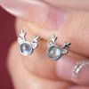 Mini Deer Imitation Moonstone Stud Earrings for Women, Translucent and High-transparency Christmas Jewelry, Korean Sweet and Elegant Style