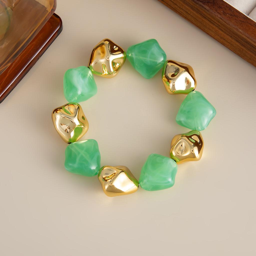 Fashion Irregular Smudge Resin Beaded Necklace, Personalized Geometric Special-Shaped Ccb Collarbone Chain Necklace