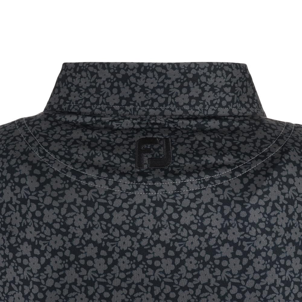 FootJoy Modern Classic Sketch Flower Print Long Sleeve Golf Shirt, Men's, Black, Size M (FJ-F23-S03)