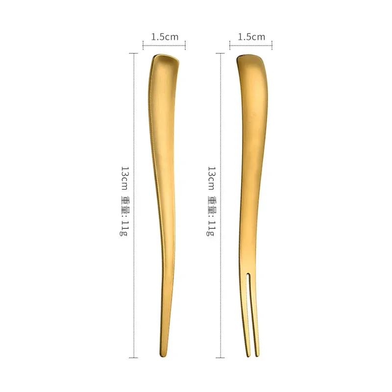 2in1 Obstgabel 304 Edelstahl Dessertgabel Lebensmittelqualität Mischlöffel Mini Fruchtspieß Perfekt für Kuchen Fisch Kaffee Eis