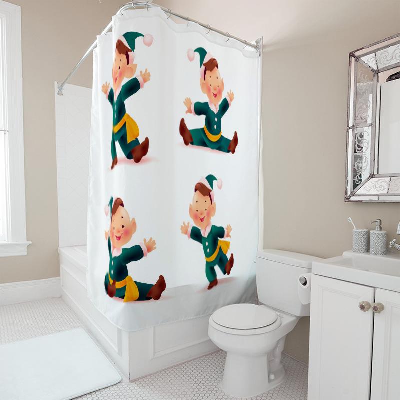 TU Niedlicher Cartoon Junge Badezimmer Duschvorhang Wasserdicht Vintage Kinder Teenager Dekoration Liner Set