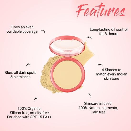 Biotique Natural Makeup Matte MagiCompact For All Skin Types, Seashell, 8G, Cream