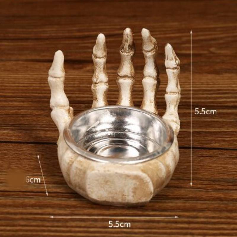 Candlestick Skeleton Resin Figurine Statues Model Halloween Skull Gift Decor