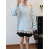 Premium Lace Lace-up Bow Knitted Sweater Top Autumn and Winter New Off-the-shoulder Sweater Pullover Women