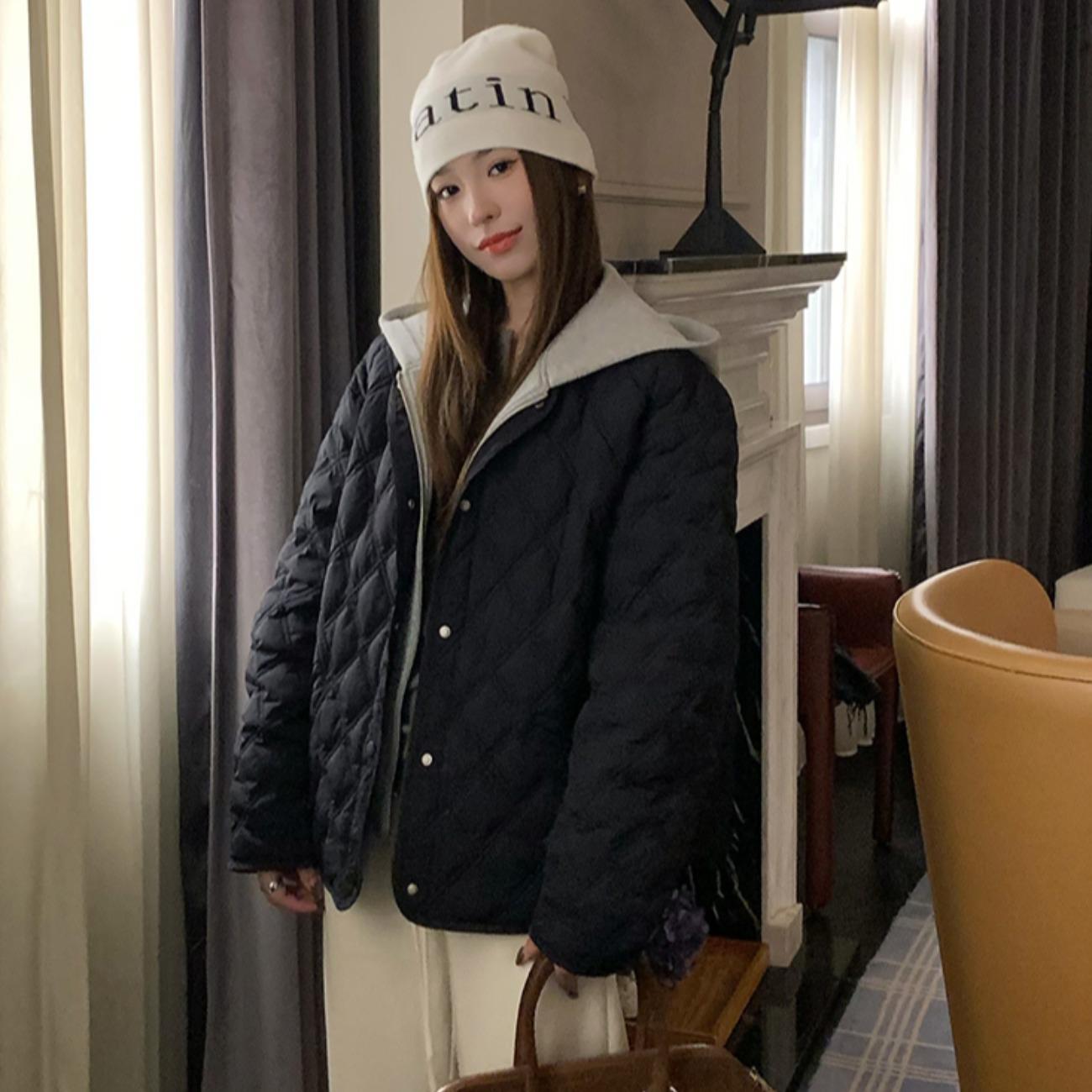 

Осенне-зимний продукт Повседневный женский топ-куртка с круглым вырезом, свободного кроя, с длинными рукавами и капюшоном L чёрный