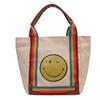Large Capacity Canvas Tote Bag Cute Smiley Face Print Fresh And Sweet Style