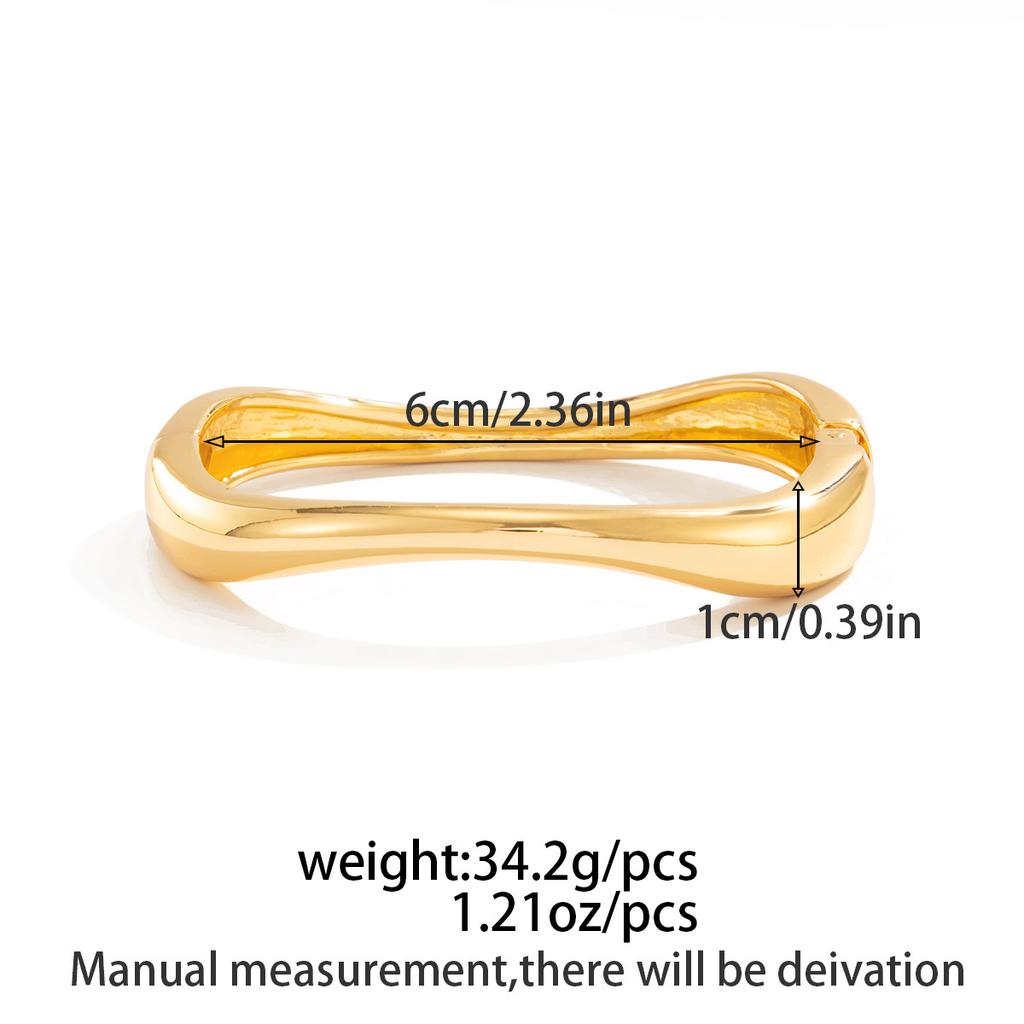 Fashion Water Drop Hug Spring Buckle Bracelet, Simple Metal Texture Glossy Open Bracelet For Women