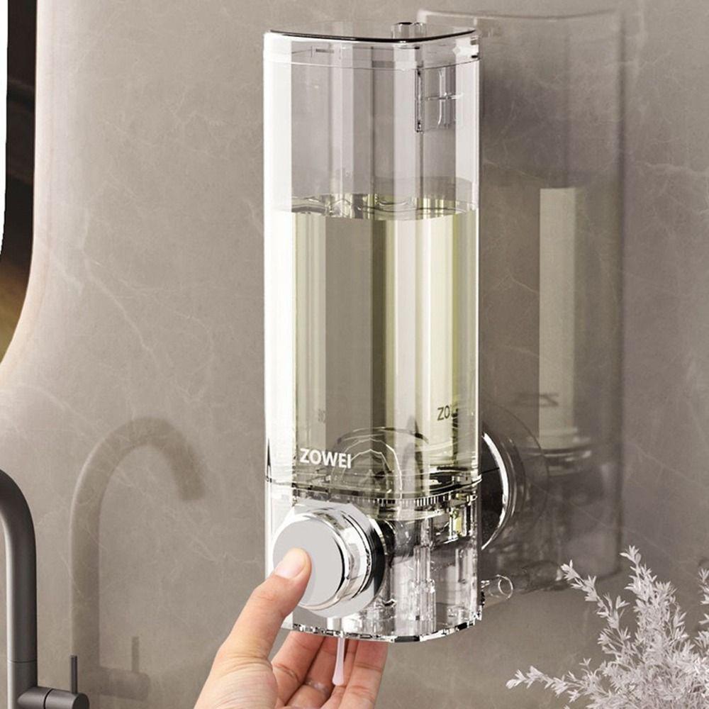 Suction Cup Wall-mounted Soap Dispenser Manual Press INS Hand Soap Press Bottle Easy To Install Transparent