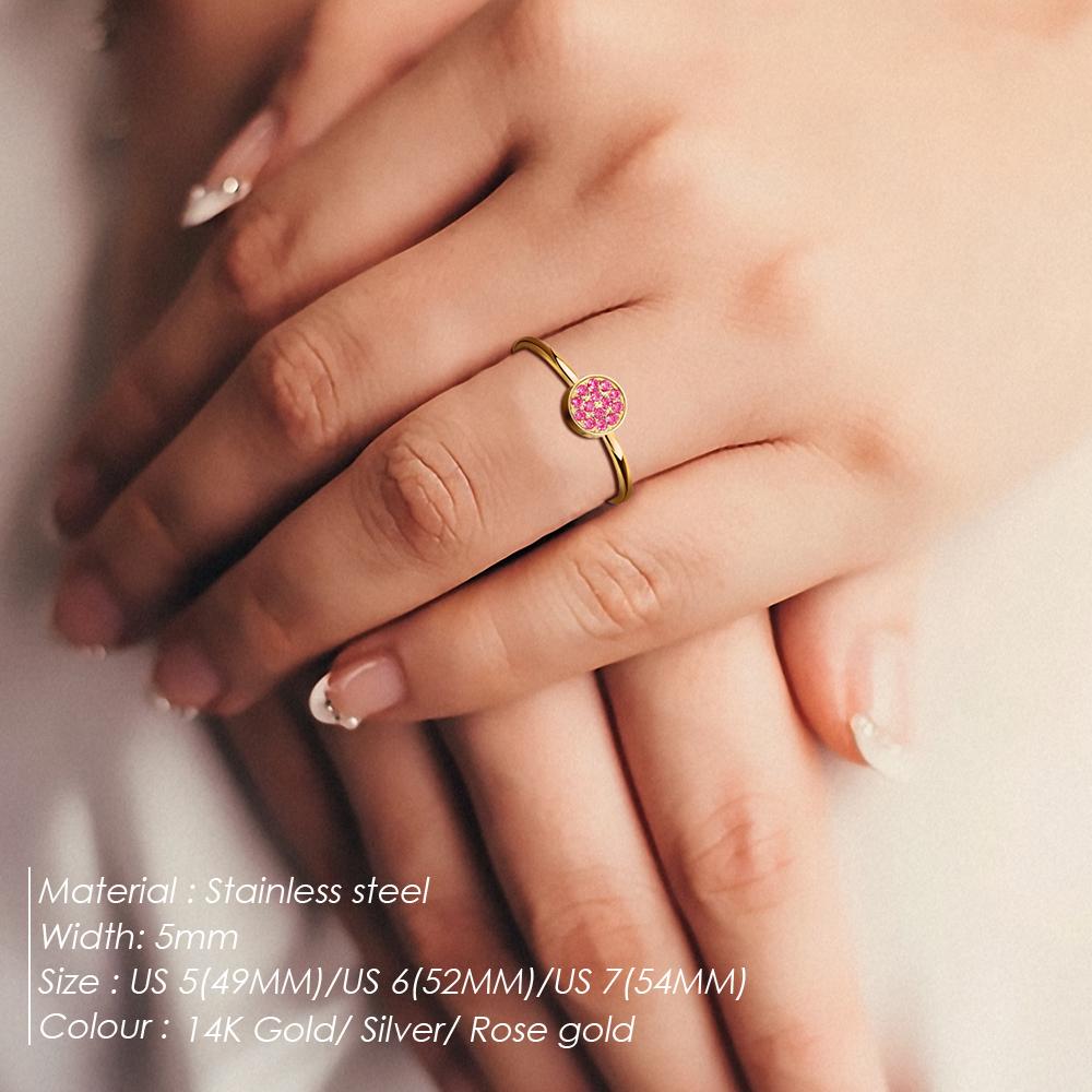 EMANCO New Zirconia Birthstone Ring 12 Color Stainless Steel Colorful Ring Anniversary Gift