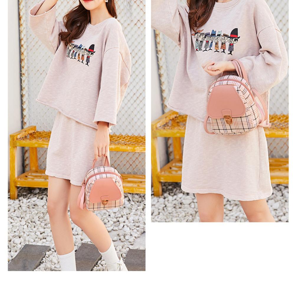 Mini batoh Crossbody taška pro ženy - dospívající dívky Kostkovaná kabelka přes rameno Módní dámský batoh Colorblock