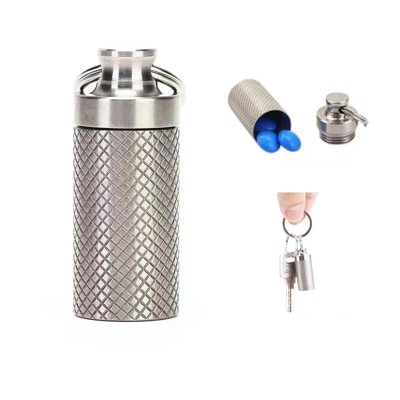 Outdoor Mini Titanium Alloy Seals Bottle Waterproof Canister Medicine Bottles