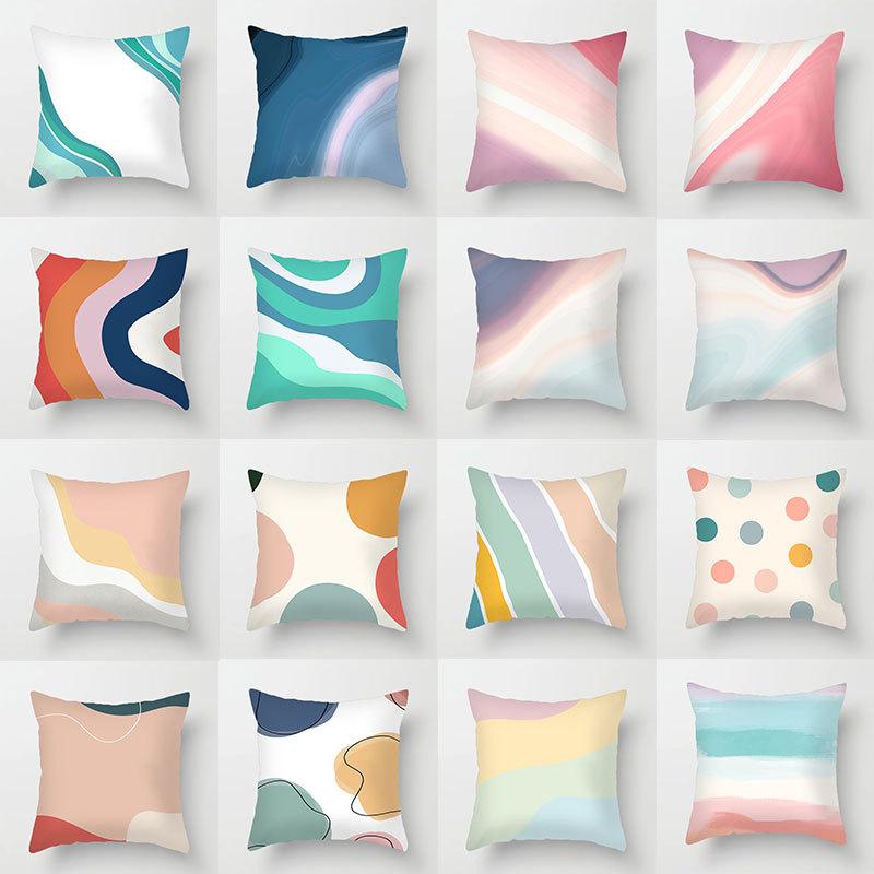 

Simple Watercolor Flowing Water Decoration Living Room Sofa Bedroom Living Room Pillowcase Decoration Pillow