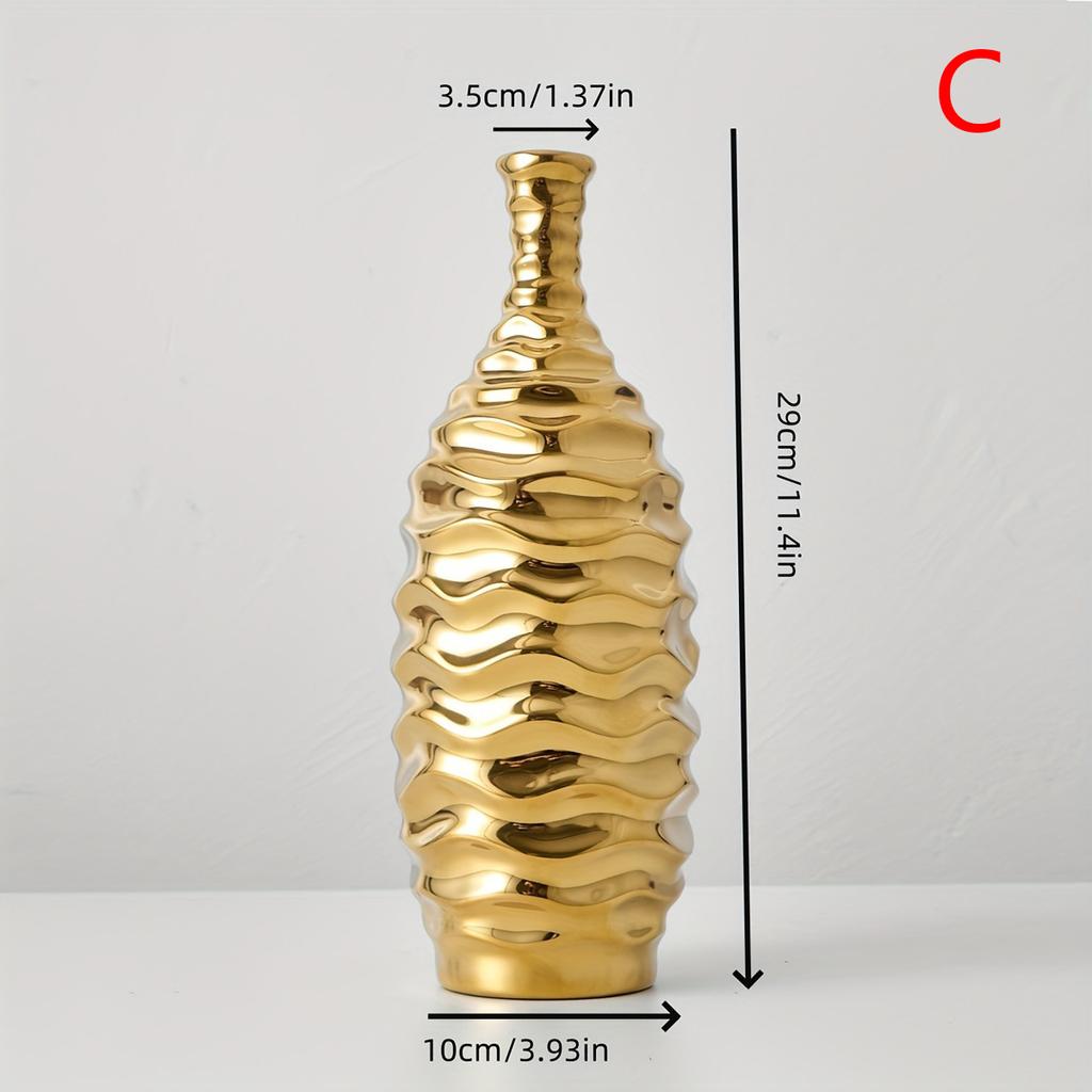 Moderne Galvanisierte Gold Keramikvase Wohnzimmer Blumenarrangement Ornamente Moderne Irreguläre Kunst Hydrokulturvase Dekoration