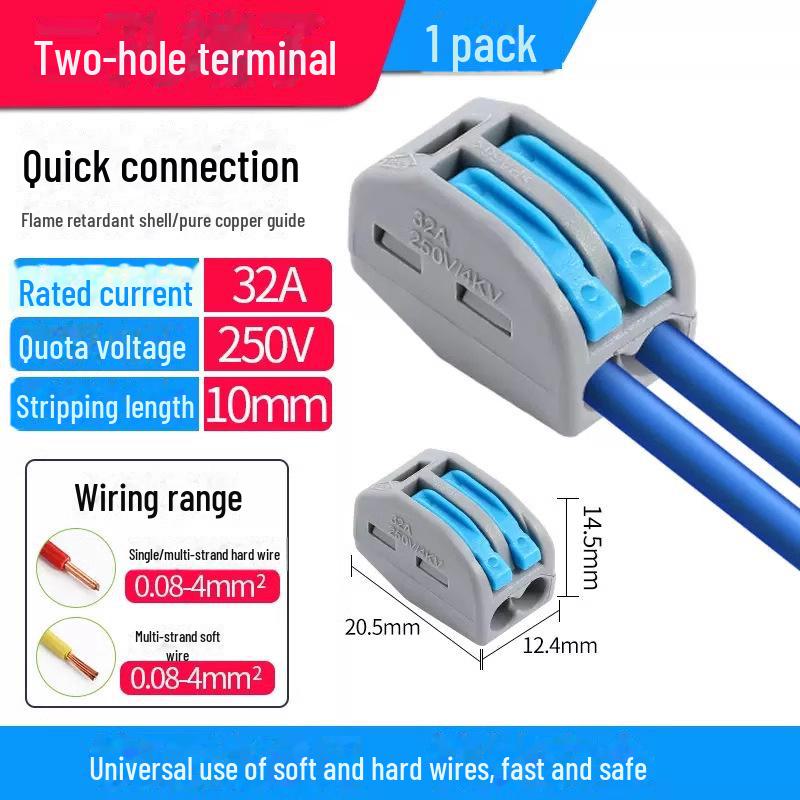 Terminal de conectare rapidă PCT SPL-12345: Conector electric multifuncțional cu 2 poziții pentru cabluri de calibru 4, 2 intrări, 2 ieșiri