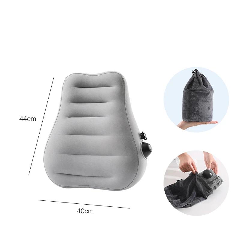 Ergonomic Inflatable Lumbar Support Pillow Press Type Cushion Back Comfort Support For Long-distance Flight Travel Lumbar Pillow серый
