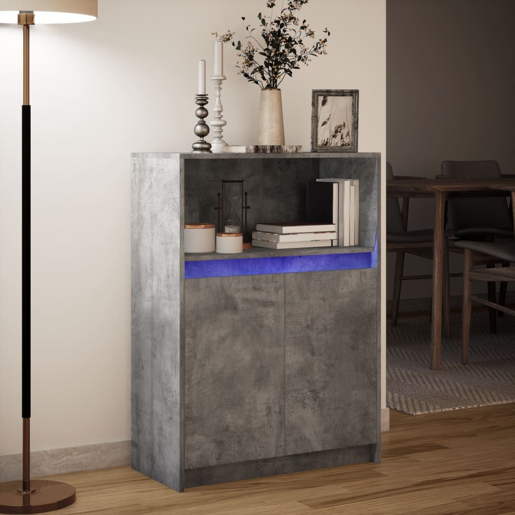 Sideboard with LED Lighting Concrete Grey 72 x 34 x 100 cm Engineered Wood