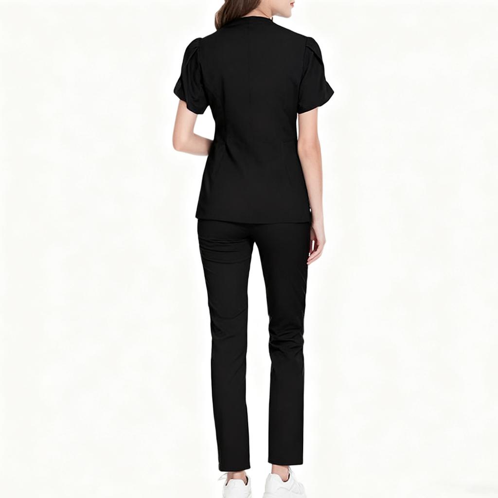 Ladies' Comfortable And Casual Solid Color Short Sleeved Pants Protective Suit Set