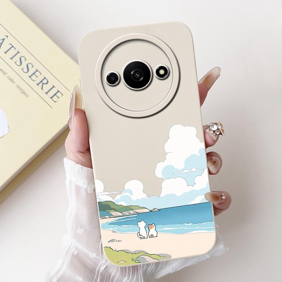 Für Xiaomi Redmi A3 Hülle 2024 Neue Mode Blume Quadratisch Silikon Kameraobjektiv Schutzabdeckung Für Xiaomi Poco C61 RedmiA3 Stoßstange