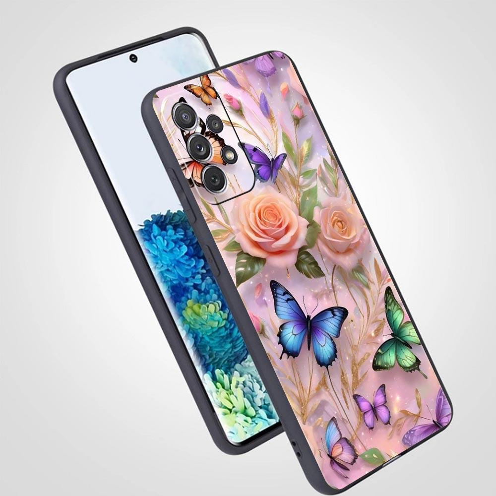 Fjärilsdesign Fodral för Samsung Galaxy A55 A35 A15 A14 A13 A25 A54 A51 A71 A72 A73 A32 A52 A41 5G Mjukt TPU-skal Fundas