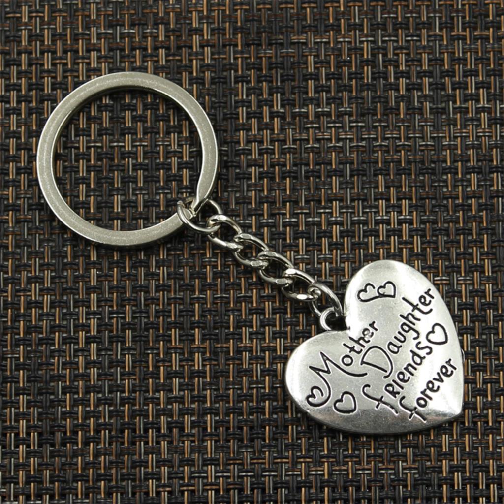 Fashion Keychain 28x30mm Heart Mother Daughter Friends Forever   Pendants DIY Men Jewelry Car Key Chain Ring For Gift