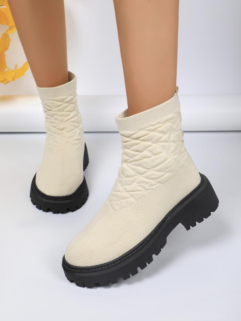 Women's Socks Shoes 2025 Spring Autumn New Breathable Casual Wedges Platform Ankle Boots Zapatos De Mujer Goth Boots