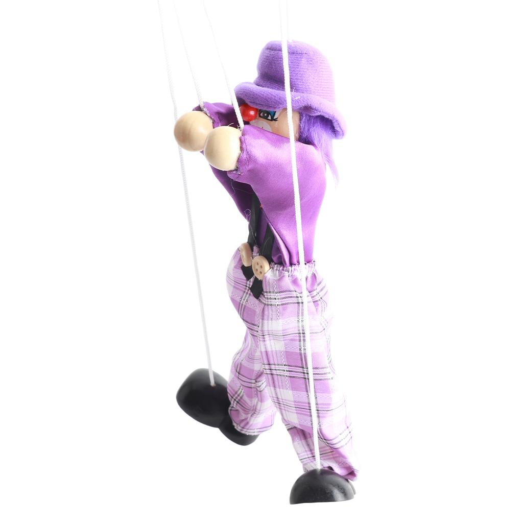 Lustige Bunte Ziehtheaterpuppe Vintage Clown Holzmarionette Handwerksspielzeug Gelenkbewegung