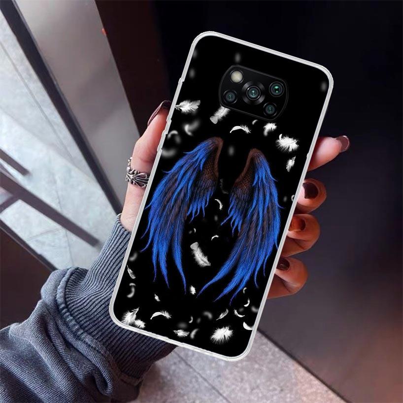 Angel Wings Feather Phone Case For Xiaomi Poco X5 X6 X7 Pro F7 Ultra M7 Redmi 15C 15 13C 13 12C 12 10 10C 10A 9 9C 9T 9A Cover P