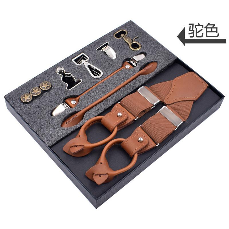 

Man s Suspenders Genuine Leather Suspenders Fashion Braces Multifunction SuspensorioTrousers Strap Father/Husband s Gift