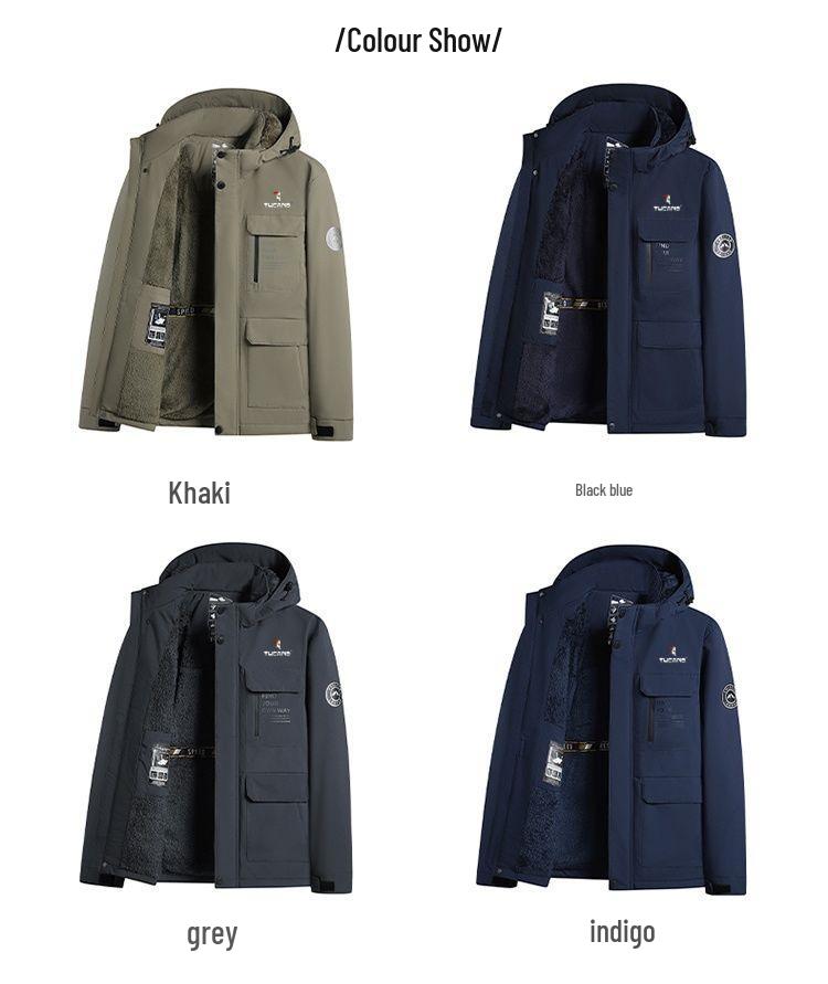 Men's Winter Hooded Jacket - Thick, Windproof, and Warm Outdoor Workwear