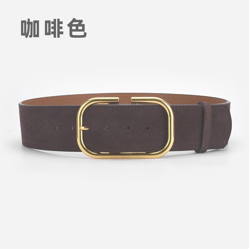 Retro Matte Waist Seal Women'S Simple Suede Leather Belt With Dress High-End Decorative Belt