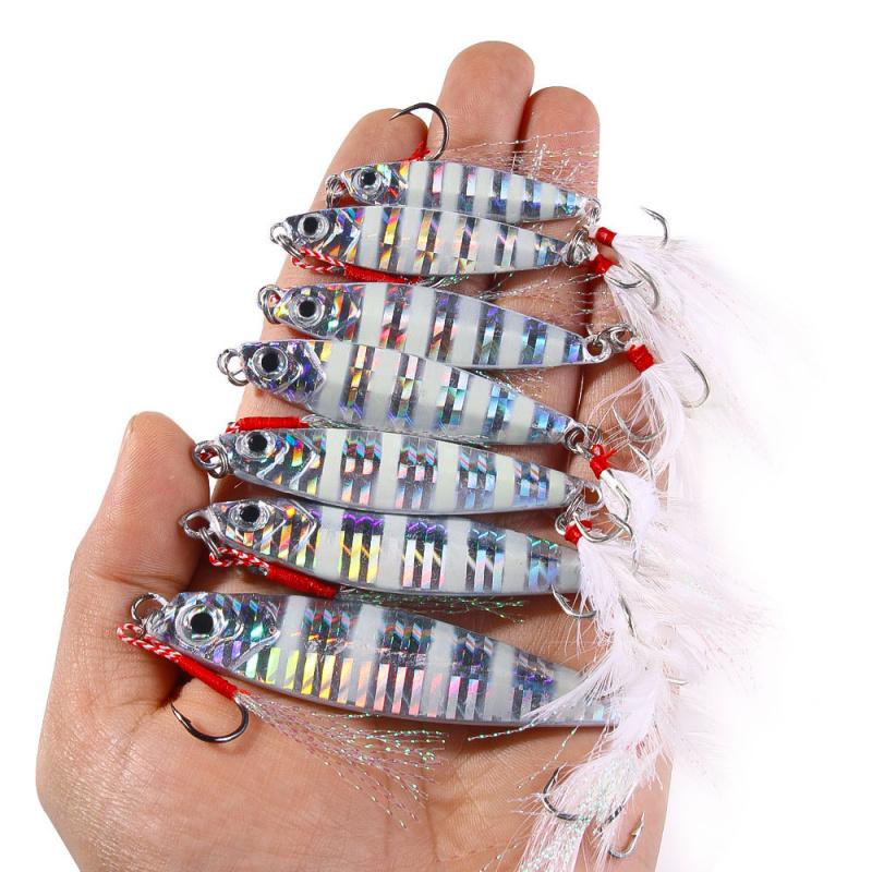 10-60gLure Slow Jigging Luminous Iron Plate Fake Bait Set Long Casting Bionic Fish Bait for Bass and Pike Full Swim Layer All Ki