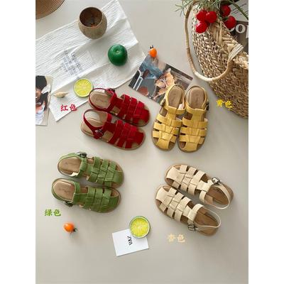2025 Spring and Autumn New Fashion Versatile Retro Mori Woven Bag Head Sandals Women's Fashion Casual Flat Sand