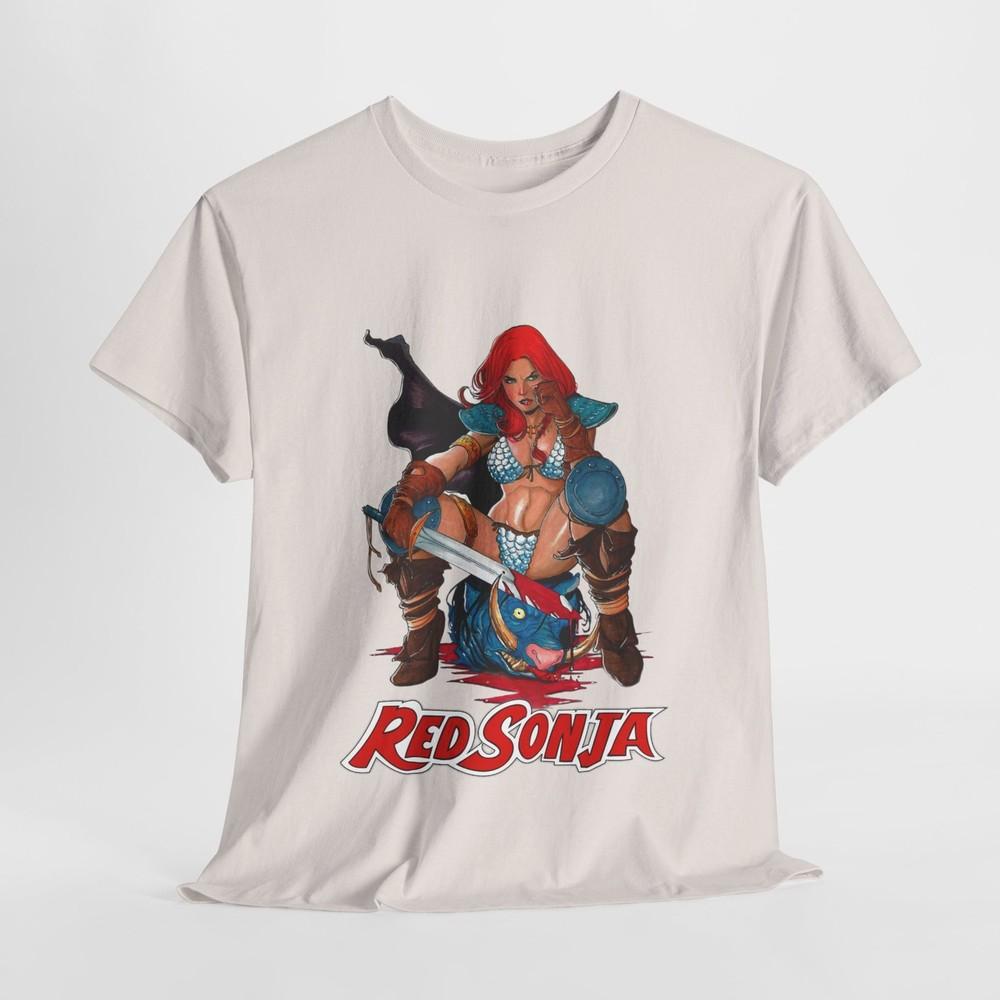 

Футболка из плотного хлопка Red Sonja, Унисекс футболка с графикой, Винтажная футболка с комиксом Red Sonja M