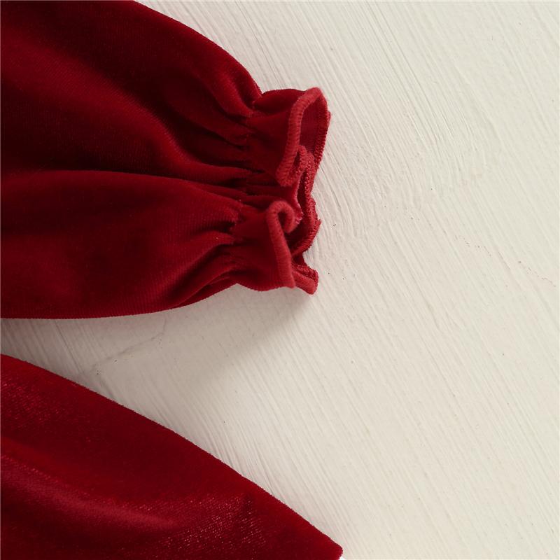 Newborn Baby Girl Christmas Outfit Santa Tree Embroidered Ruffle Trim Long Sleeve Romper with Headband Cute Infant Girl Clothes