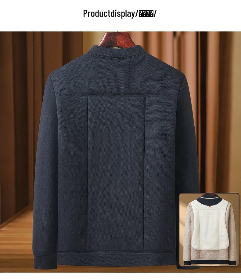 Woodpecker Men's Winter Velvet-Lined Cotton Jacket for Middle-Aged and Elderly