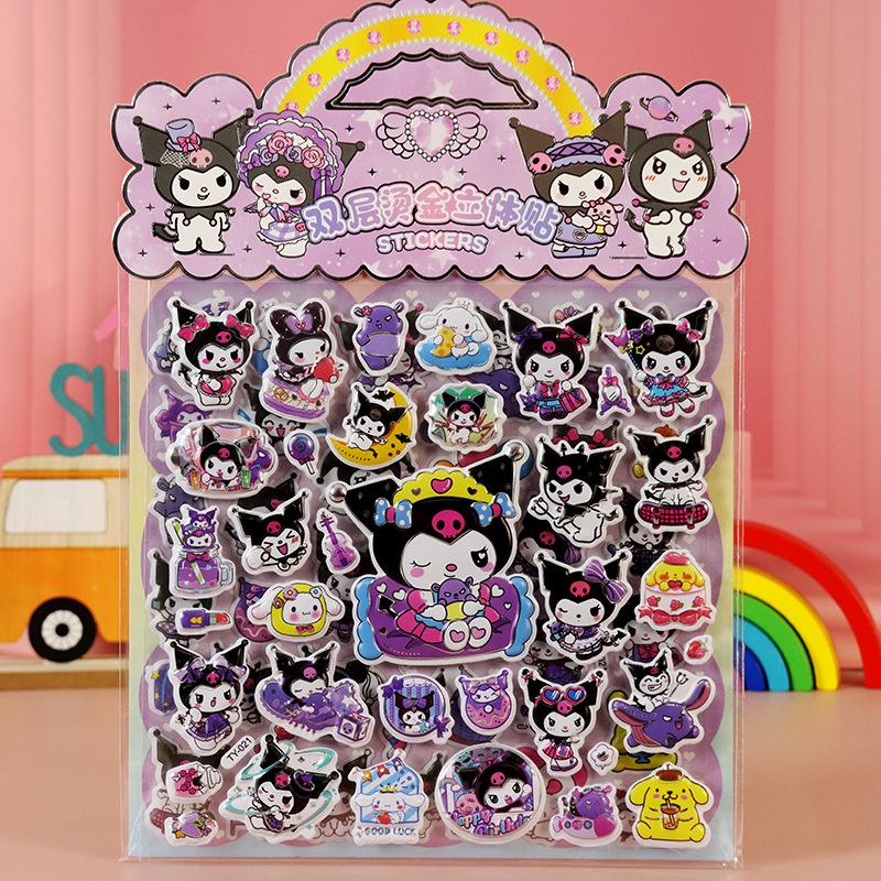 Hot Children's cartoon stickers, Sanlio dress up, double-layer hot stamping, three-dimensional bubble decoration stickers gifts