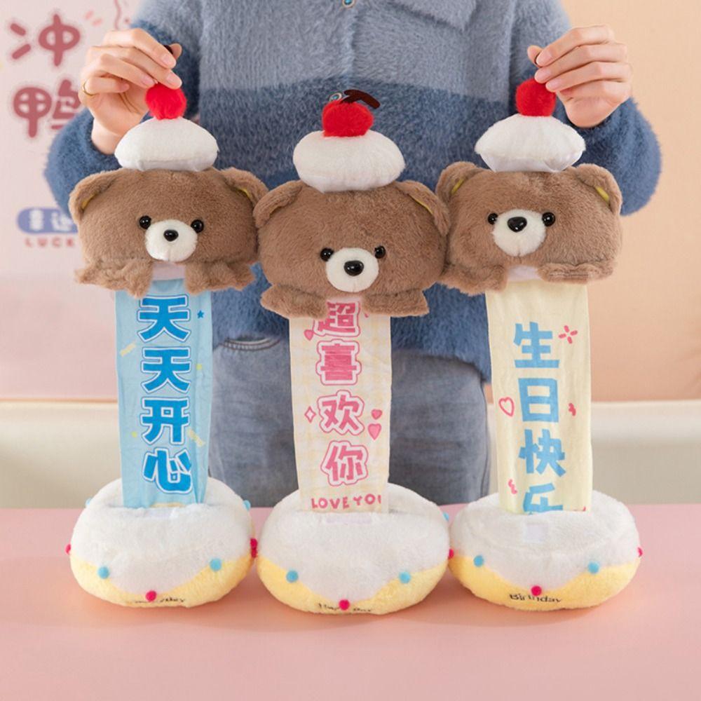 Pull-out Plush Bear Doll Creative Birthday Gifts Interactive Bear Cake Plush Toy  Valentine's Day