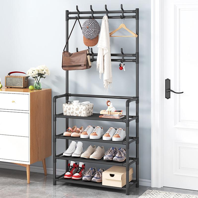 4th/5th Floor Multifunctional Home Storage Rack - Plastic Easy Assembly Shoe Clothes Hat Organizer Floor Standing Design Clothe