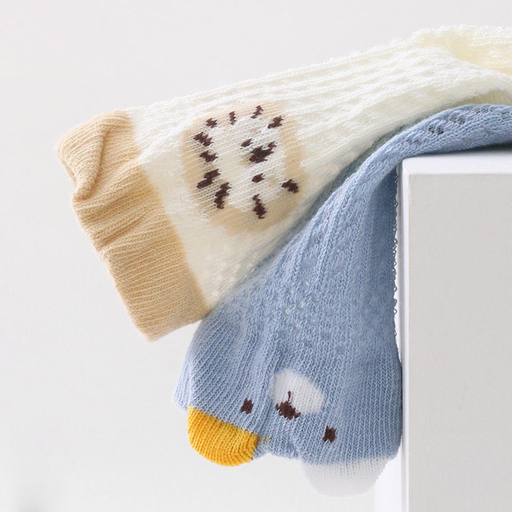 4 Pairs Baby Ultra Thin Mesh Mid Socks Cute Cartoon Animal Embroidery A-Class Soft Elastic Toddler Socks for 0-5 Years Old