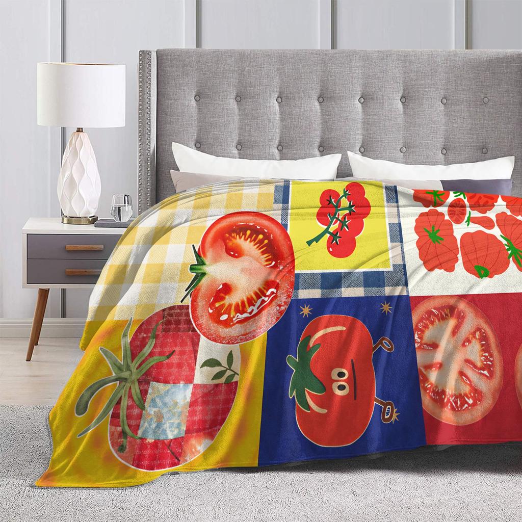 Tomato - Red Background Blankets Adults Child Flannel Throw Blanket For Chair Sofa Bed Warm Soft Design Quality Bedspread Gift