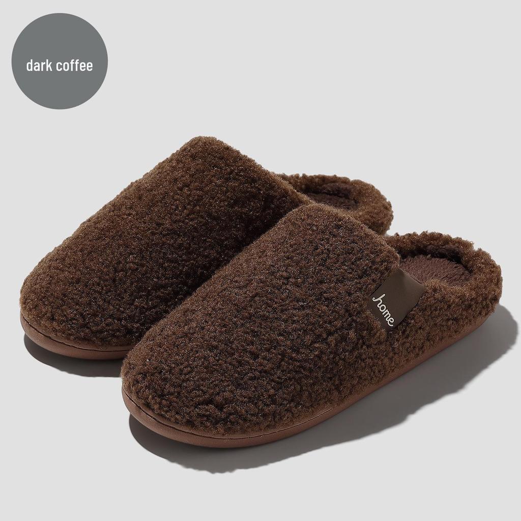 Women's Plush Cotton Non-Slip Indoor Slippers - Warm, Thick Fleece, Closed-Heel for Autumn & Winter, Men's Sizes Available.