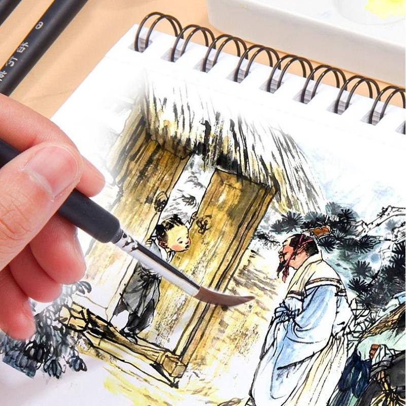 Borrence Miniature Hook Line Pen Art Paint Brushes 4/5/8/10/11pcs for Gouache Acrylic Watercolor Oil Paints Artists Hand Painted
