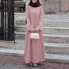 ZANZEA Women Round Neck Casual Floral Embroidery Long Sleeve Loose Muslim Dress