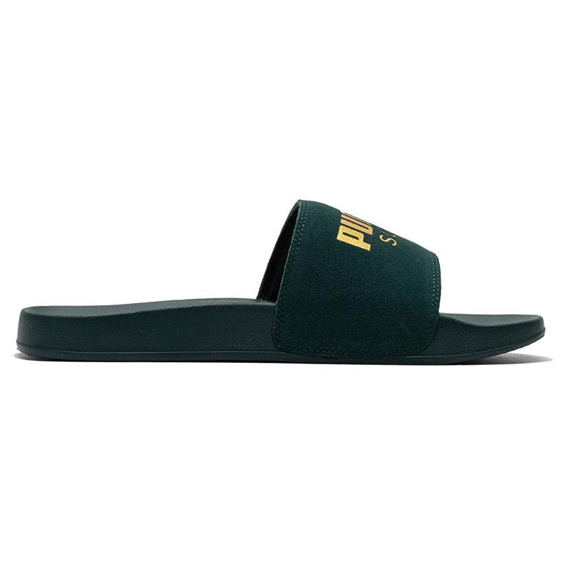 Puma Leadcat Series Fashion Comfortable Casual Other Totem Leather Splicing Slide Sandals Unisex Sandals Green Gold 398678-03