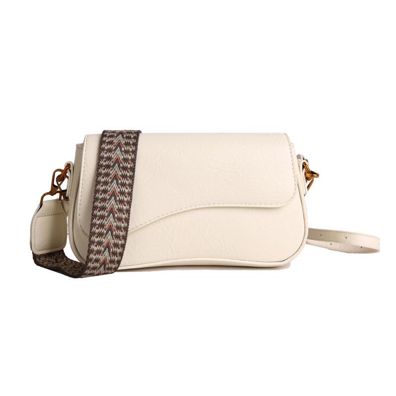 Women's Bag New Texture Wide Shoulder Strap Fashion Trend Single Shoulder Messenger Bag Simple Small Square Bag Women