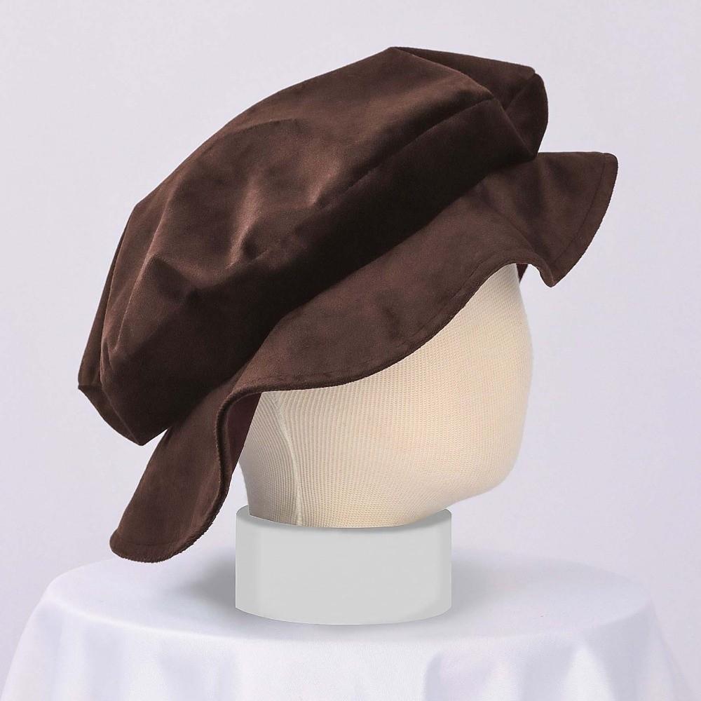 Soft Velvet Renaissance Beret Hat Faux Suede Mens Cosplay Cap Medieval Flat Cap Festival Gathering