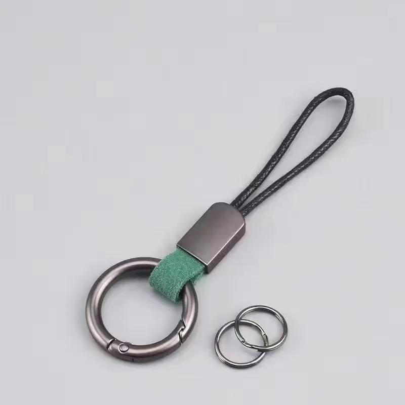 Car Keychain Light Luxury Style Key Ring Universal Key Holder Microfiber Keychain Cowhide Wax Rope Keychain for Most Car Keys зелёный
