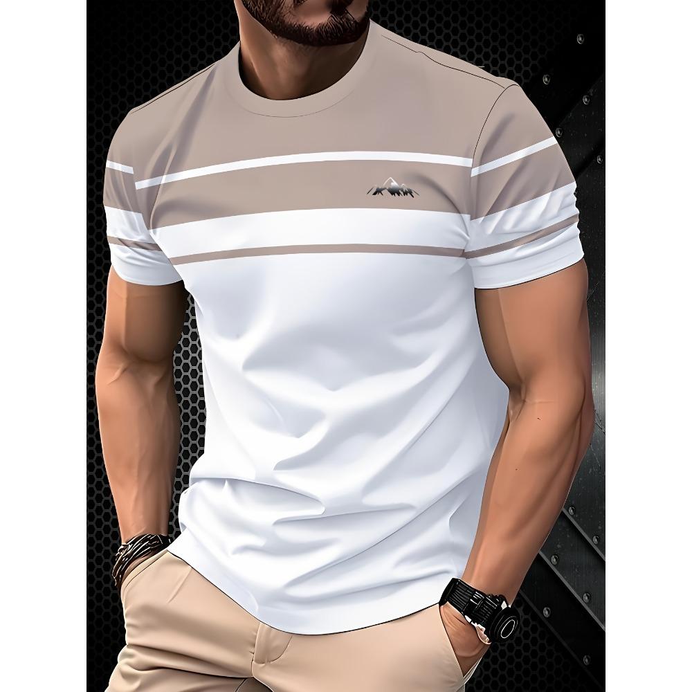 Men's Short Sleeved T-shirt, Fashionable Men's Short Sleeved Shirt, Casual Striped Pattern T-shirt, Oversized Clothes