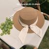 1Pc Women Sun Straw Hat Wide Brim Straw Sun Hat Foldable Packable Beach Summer Hat Foldable Roll Up Floppy Beach Hat For Women