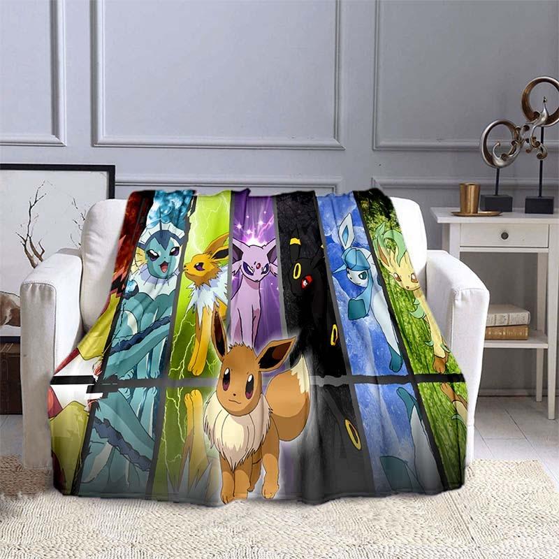 Cartoon Pokemon Pikachu Throw Blanket Soft Comfortable Sofa Blankets and Throws Flannel Blankets for Adults